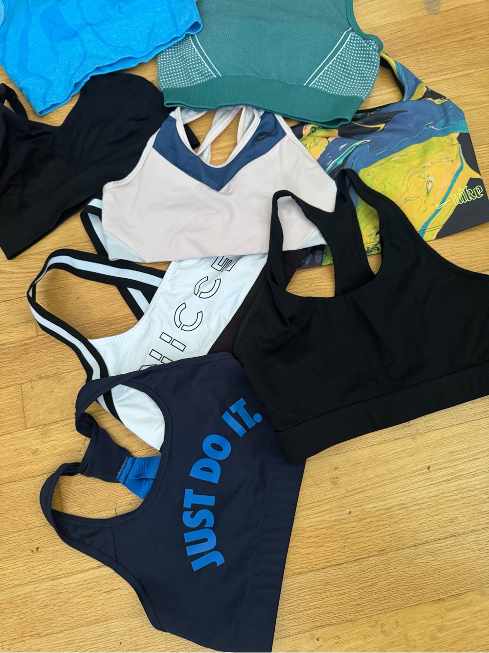 Nike Women's Sports Bra Bundle - Black, Bright Blue, Teal, White - Picture 2 of 8